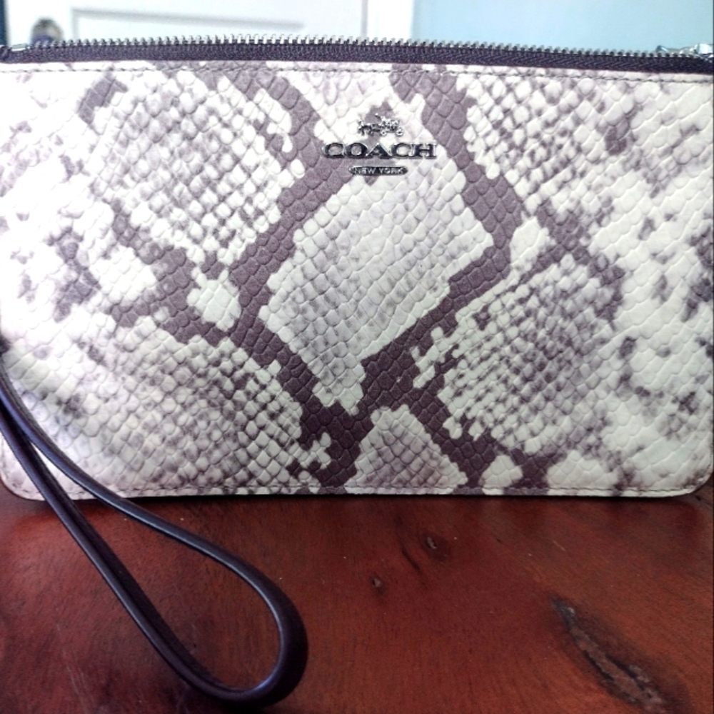 Coach Exotic Python Crosby Clutch Embossed Leather - image 1